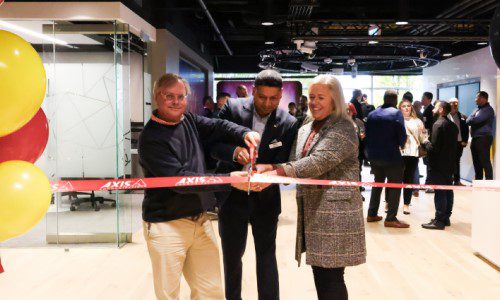 Ribbon cutting ceremony at the Vancouver Axis Experience Center.